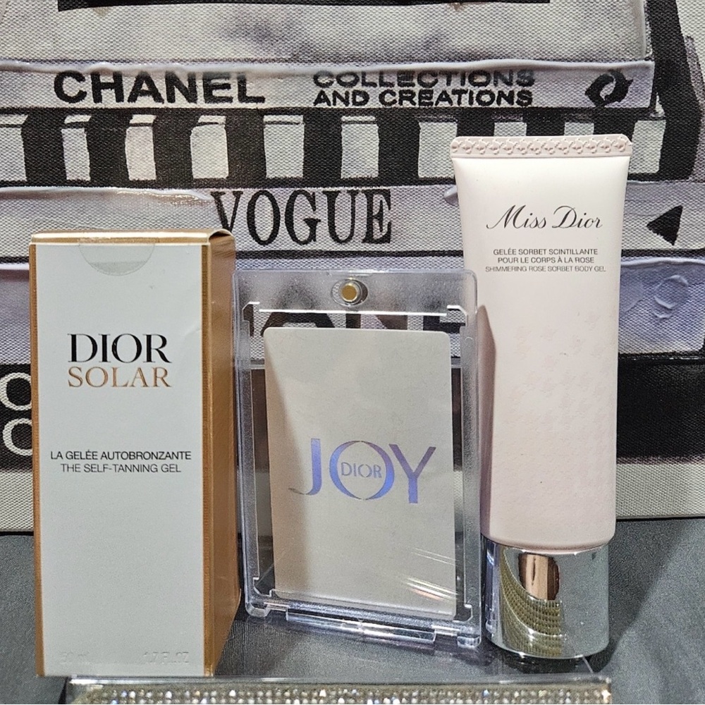 4 Bundle Dior Solar Self-Tanning Gel, Miss Dior Exfoliating Gel and A♣️, H&M - Picture 2 of 5